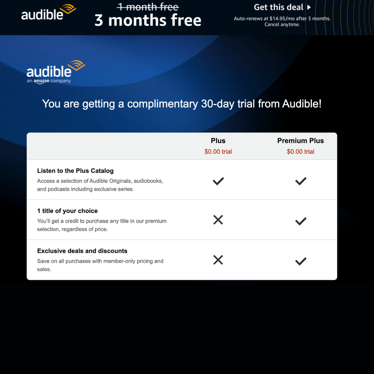 3 Month Free Audible